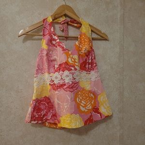 Lilly Pulitzer Scallop Trim Floral Halter Top